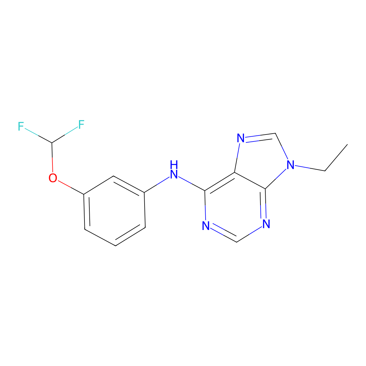 N-[3-(difluoromethoxy)phenyl]-9-ethyl-9H-purin-6-amine molecular structure, CAS 2877766-40-8