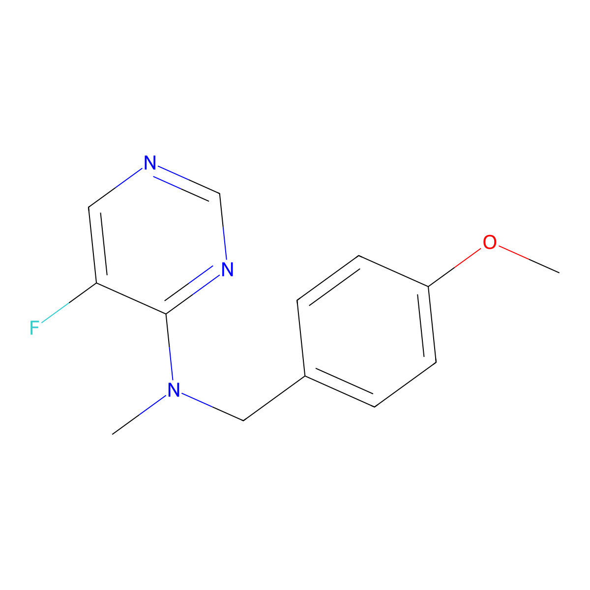 5-fluoro-N-[(4-methoxyphenyl)methyl]-N-methylpyrimidin-4-amine molecular structure, CAS 2877766-41-9