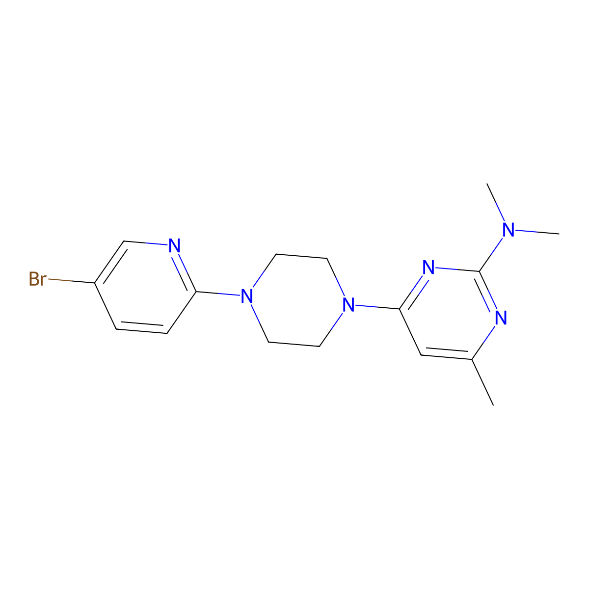 4-[4-(5-bromopyridin-2-yl)piperazin-1-yl]-N,N,6-trimethylpyrimidin-2-amine molecular structure, CAS 2877766-44-2