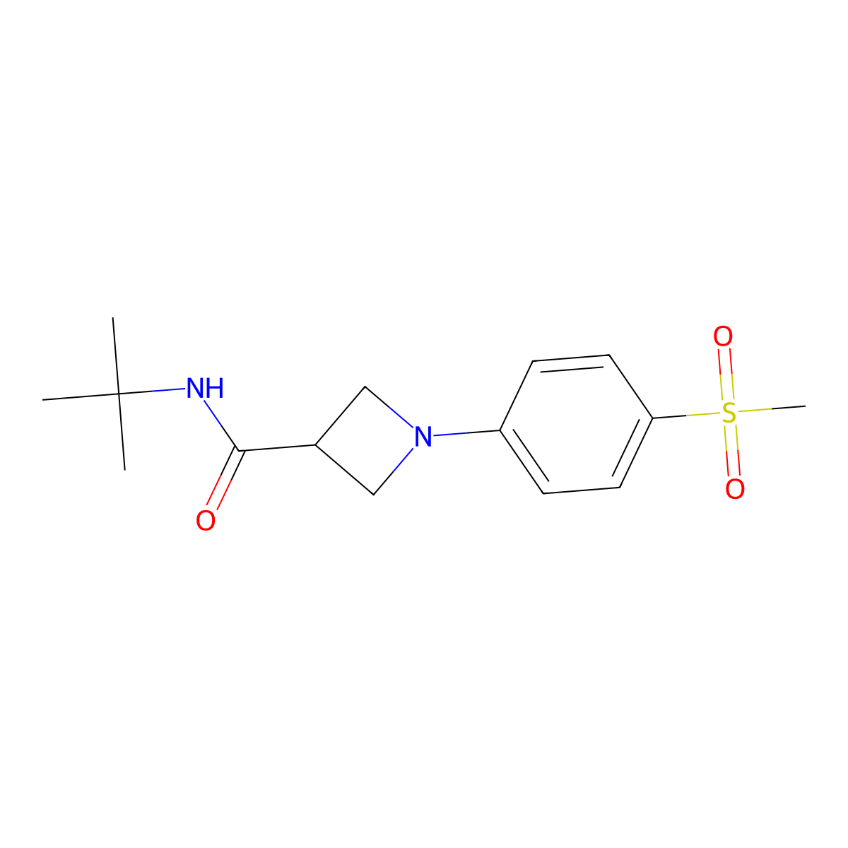 N-tert-butyl-1-(4-methanesulfonylphenyl)azetidine-3-carboxamide molecular structure, CAS 2877766-46-4