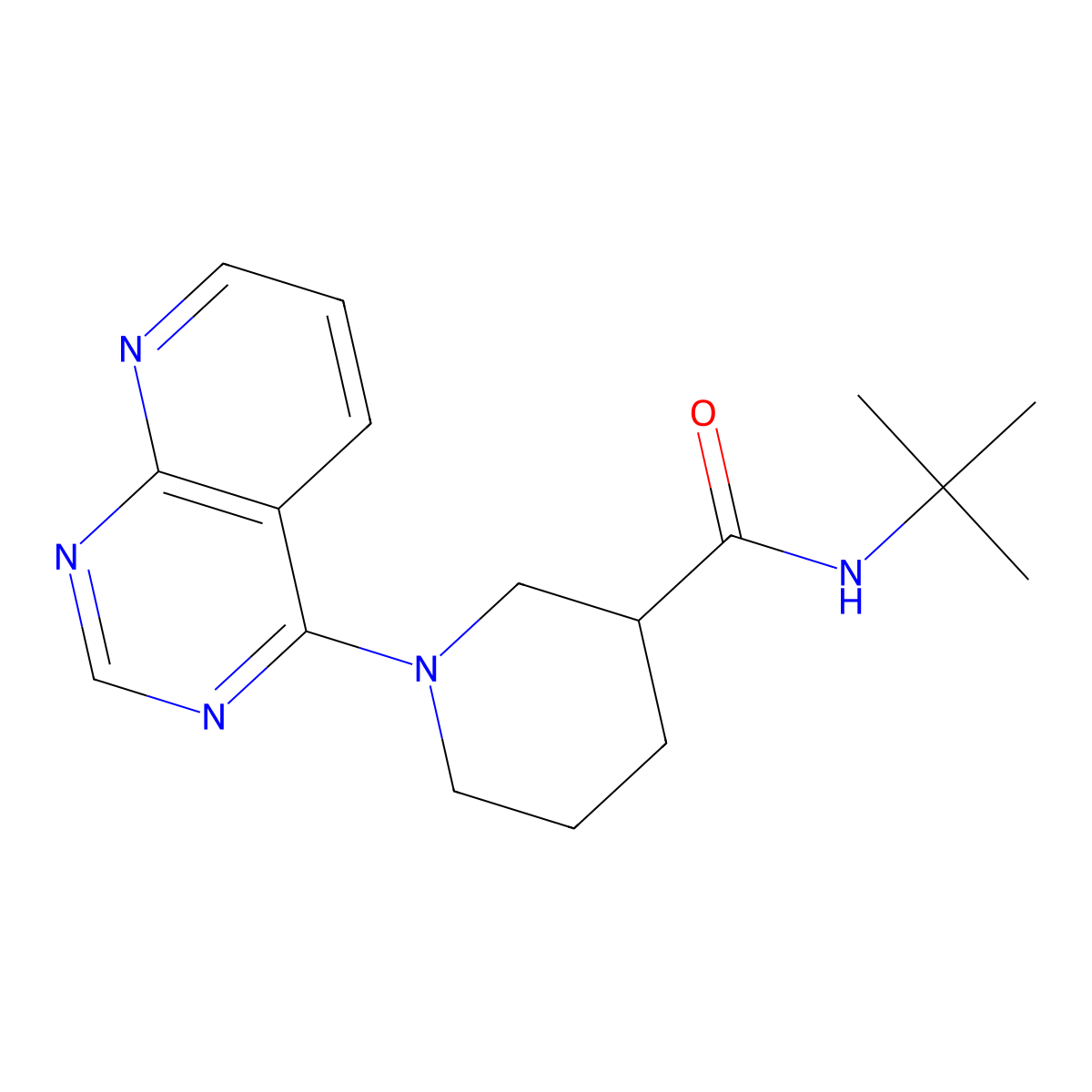 N-tert-butyl-1-{pyrido[2,3-d]pyrimidin-4-yl}piperidine-3-carboxamide molecular structure, CAS 2877766-49-7
