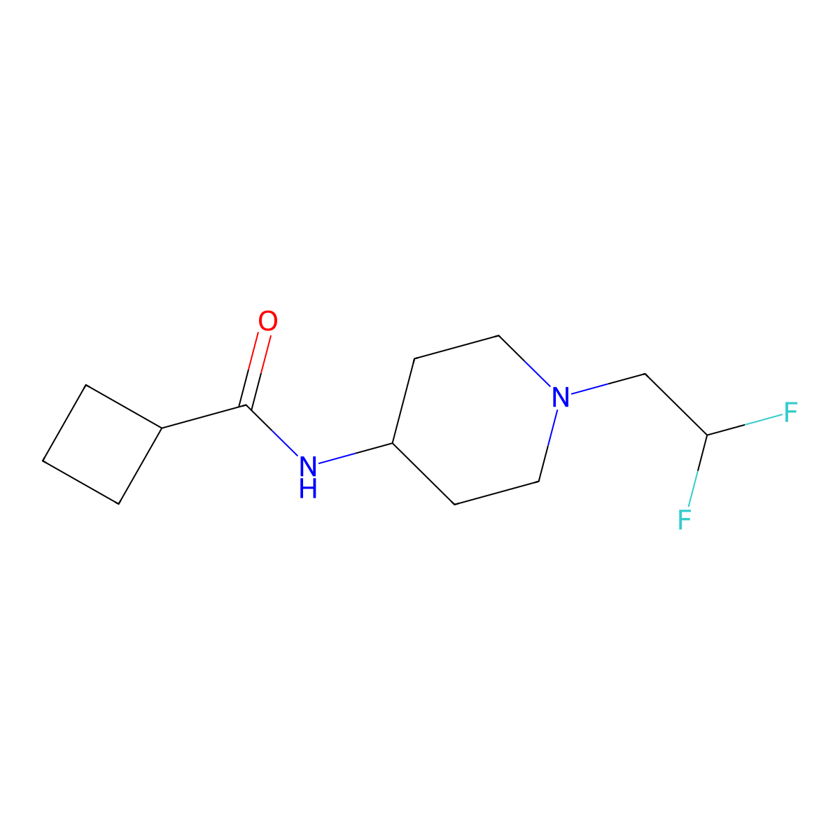N-[1-(2,2-difluoroethyl)piperidin-4-yl]cyclobutanecarboxamide molecular structure, CAS 2877766-54-4