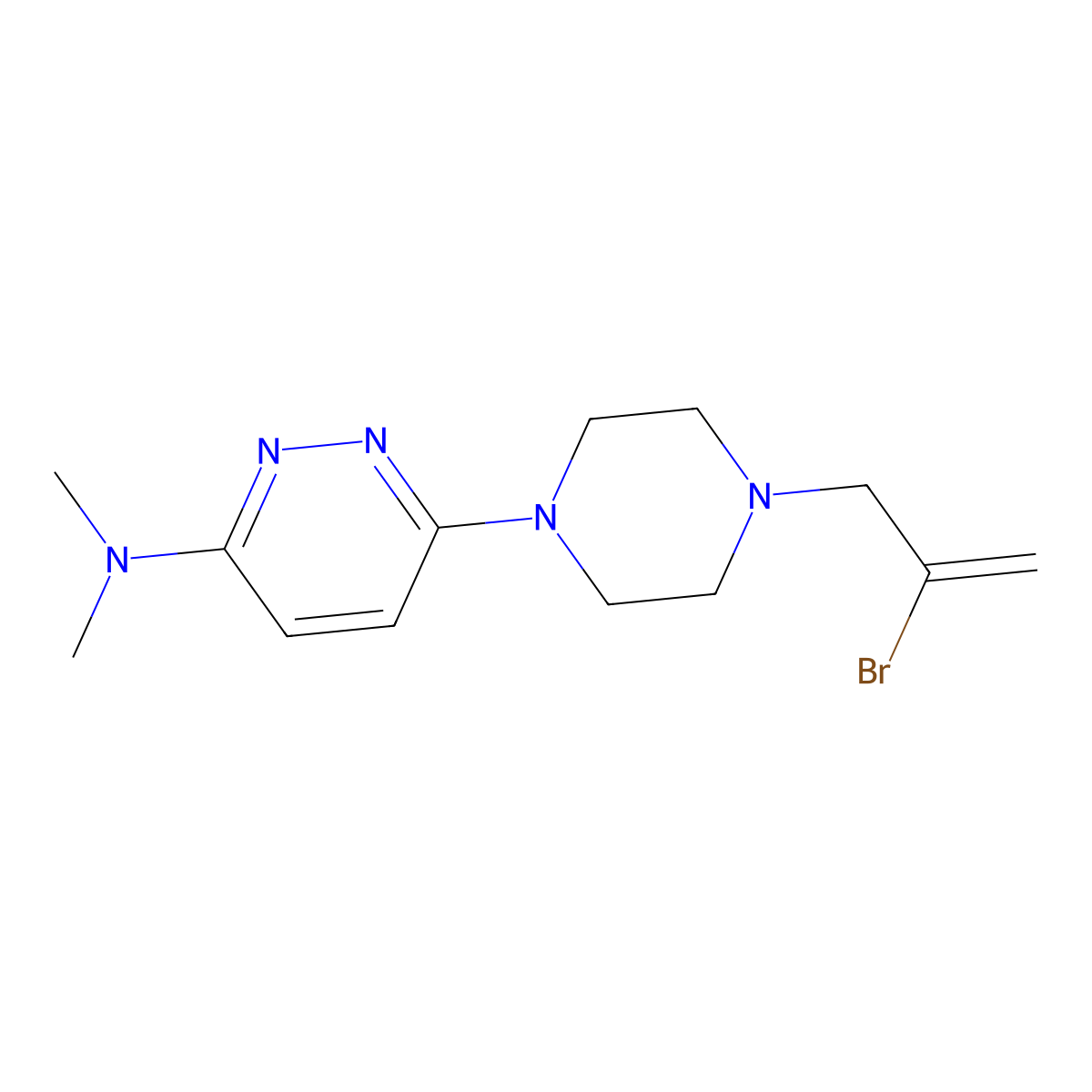 6-[4-(2-bromoprop-2-en-1-yl)piperazin-1-yl]-N,N-dimethylpyridazin-3-amine molecular structure, CAS 2877766-55-5