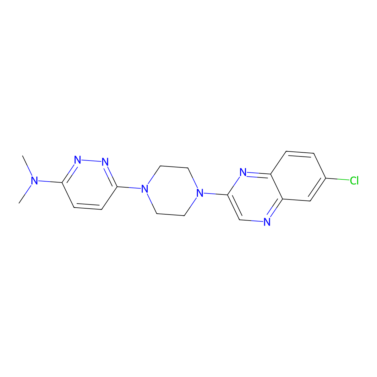 6-[4-(6-chloroquinoxalin-2-yl)piperazin-1-yl]-N,N-dimethylpyridazin-3-amine molecular structure, CAS 2877766-64-6
