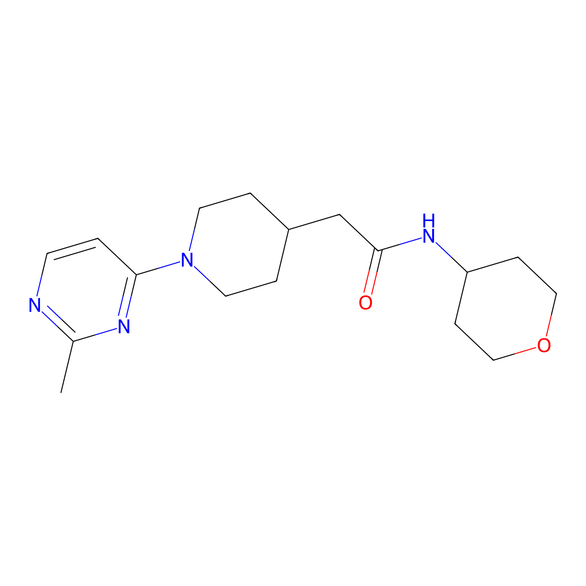 2-[1-(2-methylpyrimidin-4-yl)piperidin-4-yl]-N-(oxan-4-yl)acetamide molecular structure, CAS 2877766-65-7