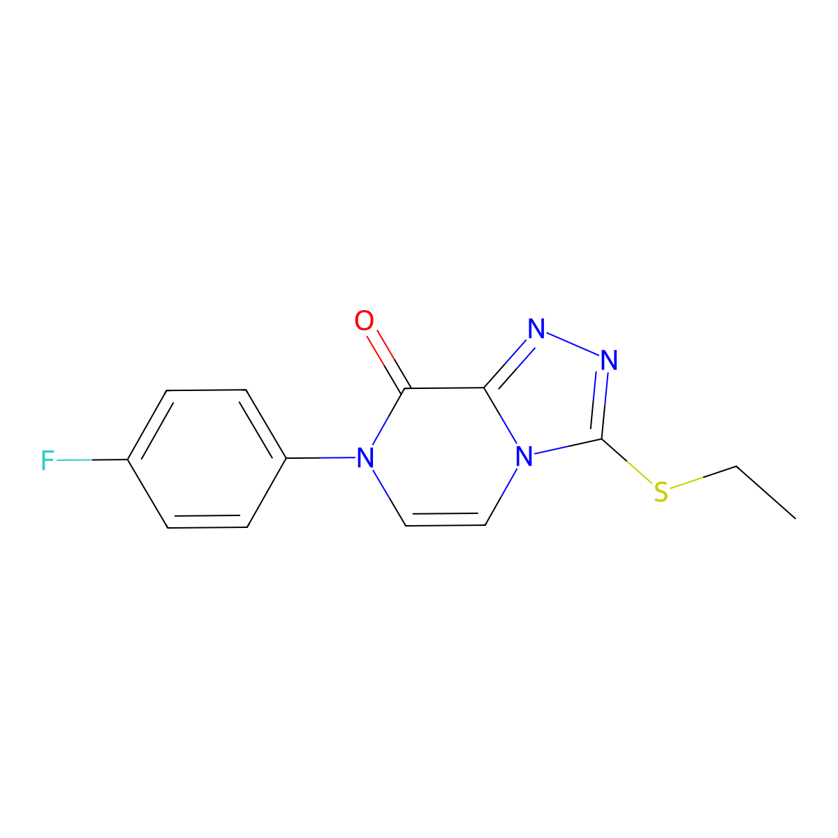 3-(ethylsulfanyl)-7-(4-fluorophenyl)-7H,8H-[1,2,4]triazolo[4,3-a]pyrazin-8-one molecular structure, CAS 2877766-69-1