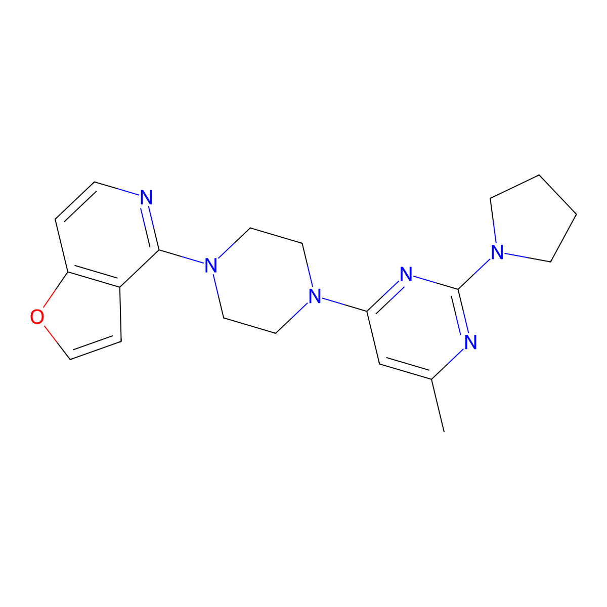 4-(4-{Furo[3,2-c]pyridin-4-yl}piperazin-1-yl)-6-methyl-2-(pyrrolidin-1-yl)pyrimidine molecular structure, CAS 2877766-78-2