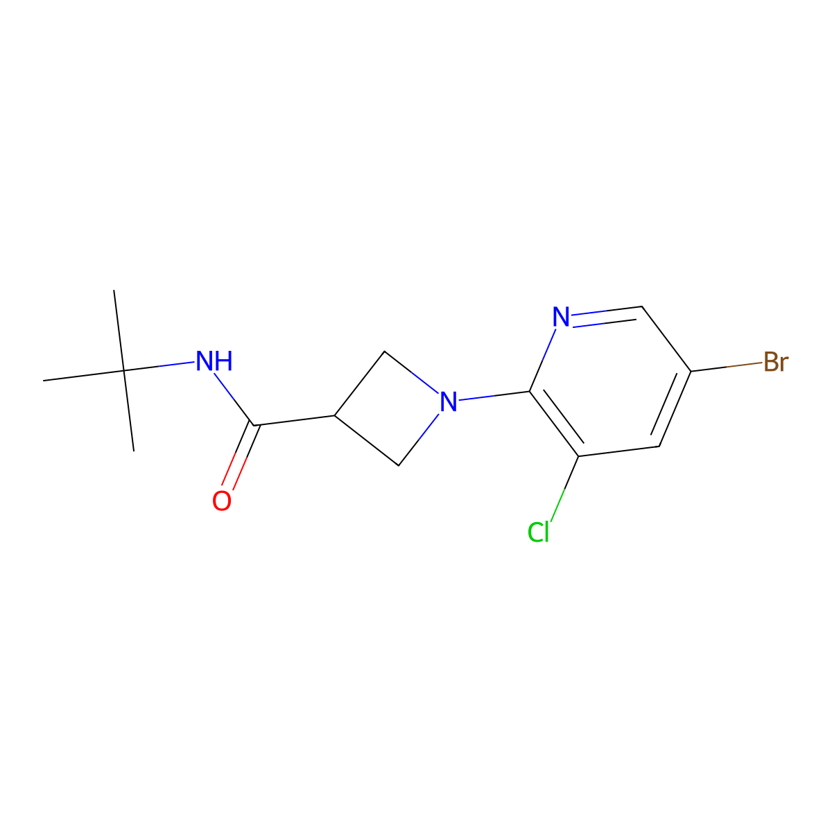 1-(5-bromo-3-chloropyridin-2-yl)-N-tert-butylazetidine-3-carboxamide molecular structure, CAS 2877766-82-8