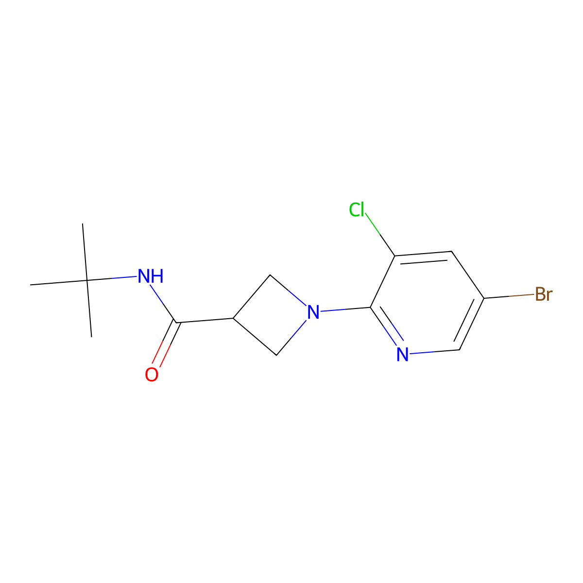 1-(5-bromo-3-chloropyridin-2-yl)-N-tert-butylazetidine-3-carboxamide molecular structure, CAS 2877766-82-8