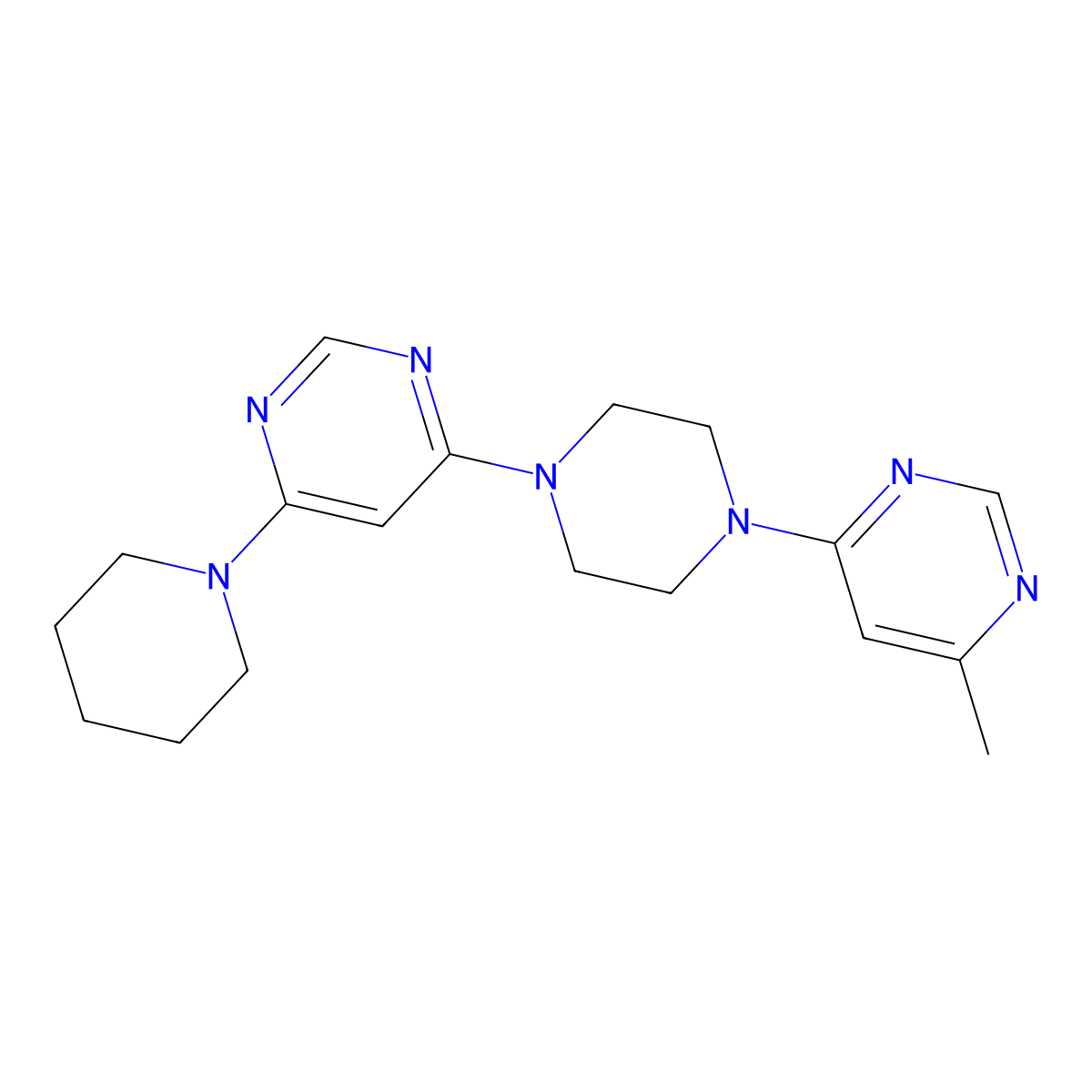 4-[4-(6-Methylpyrimidin-4-yl)piperazin-1-yl]-6-(piperidin-1-yl)pyrimidine molecular structure, CAS 2877766-89-5