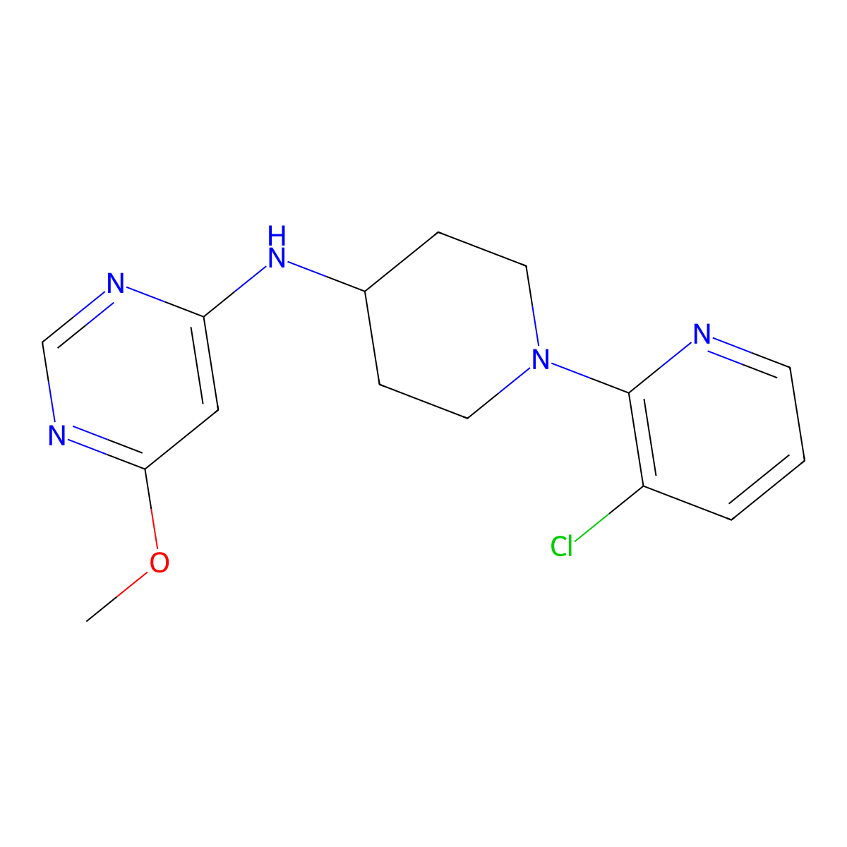 N-[1-(3-chloropyridin-2-yl)piperidin-4-yl]-6-methoxypyrimidin-4-amine molecular structure, CAS 2877766-95-3