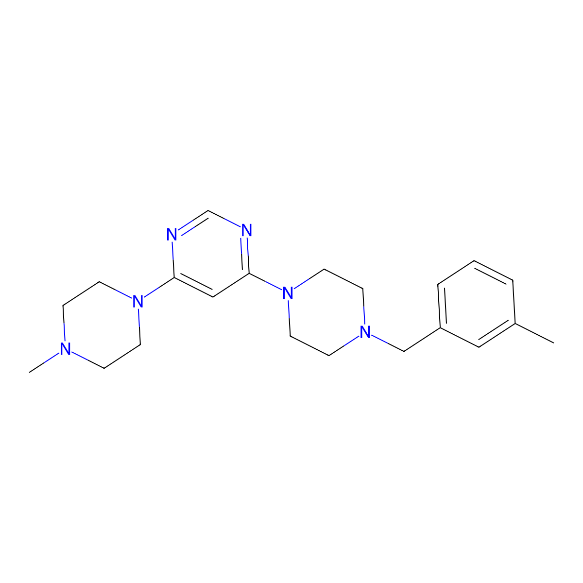 4-{4-[(3-Methylphenyl)methyl]piperazin-1-yl}-6-(4-methylpiperazin-1-yl)pyrimidine molecular structure, CAS 2877766-99-7