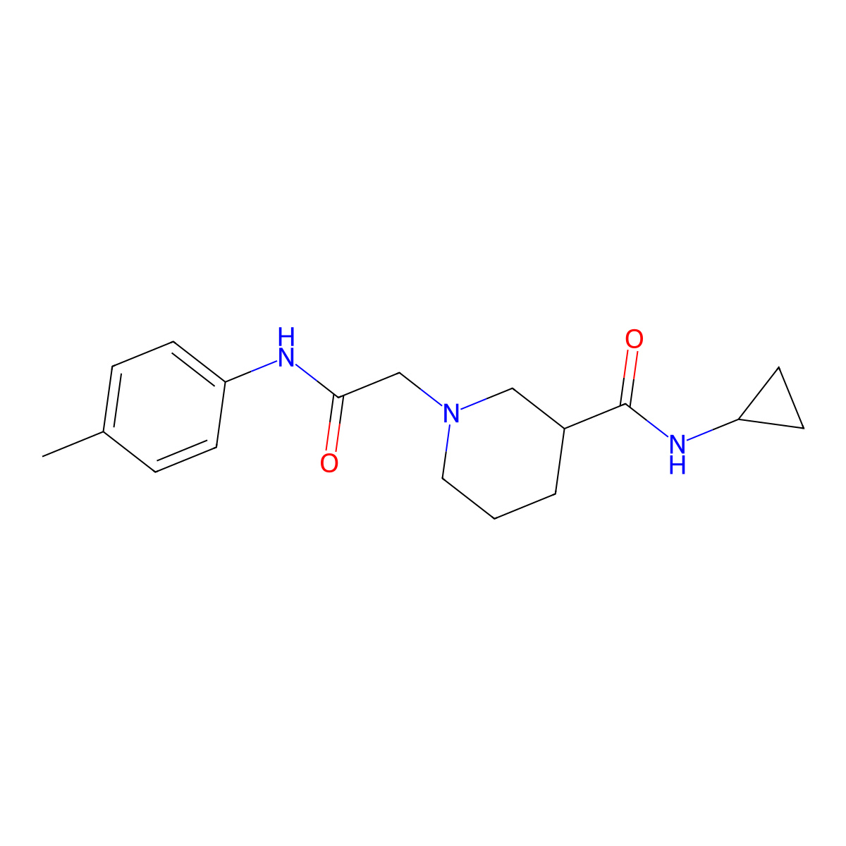 N-cyclopropyl-1-{[(4-methylphenyl)carbamoyl]methyl}piperidine-3-carboxamide molecular structure, CAS 2877767-00-3