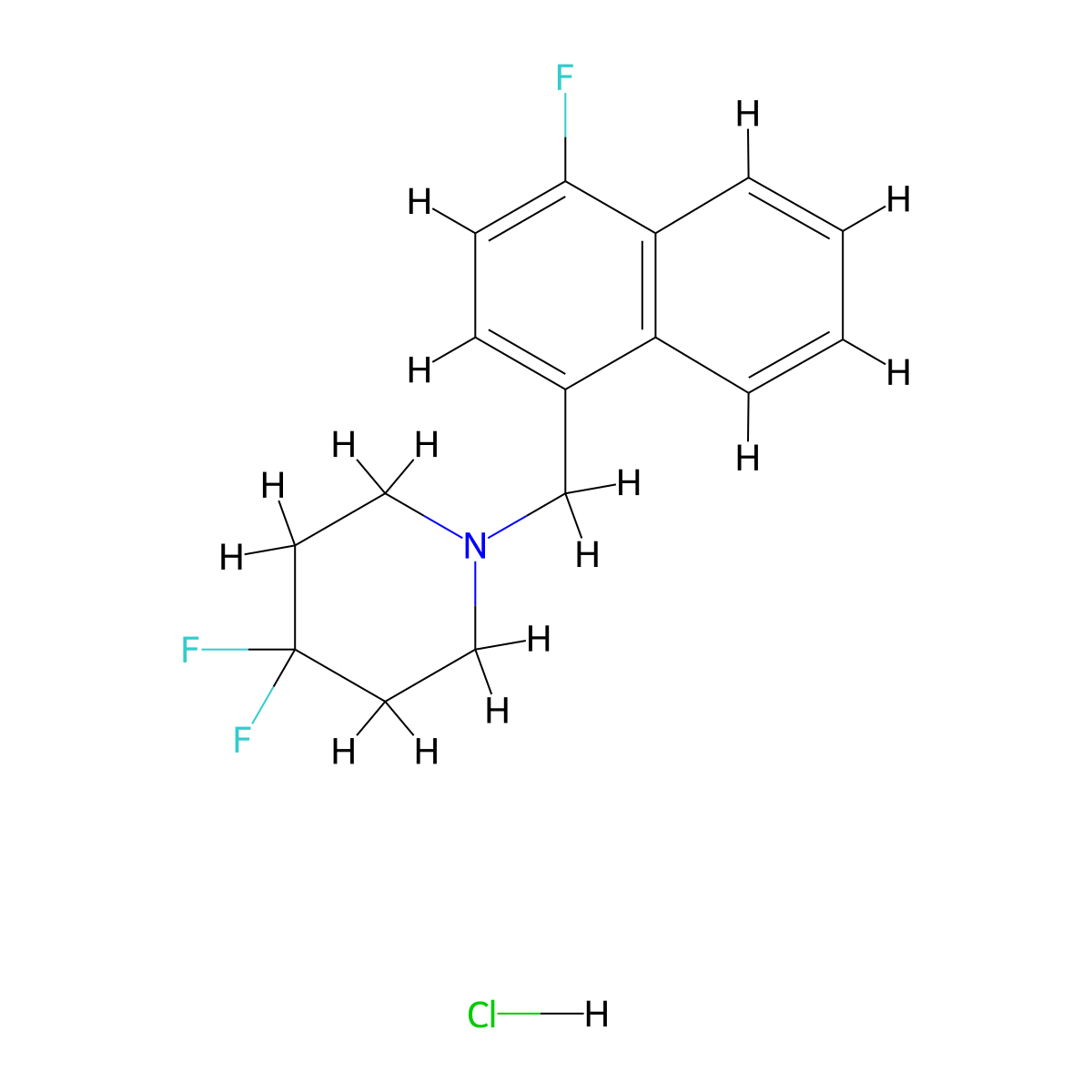 4,4-Difluoro-1-[(4-fluoronaphthalen-1-yl)methyl]piperidine molecular structure, CAS 2877767-02-5