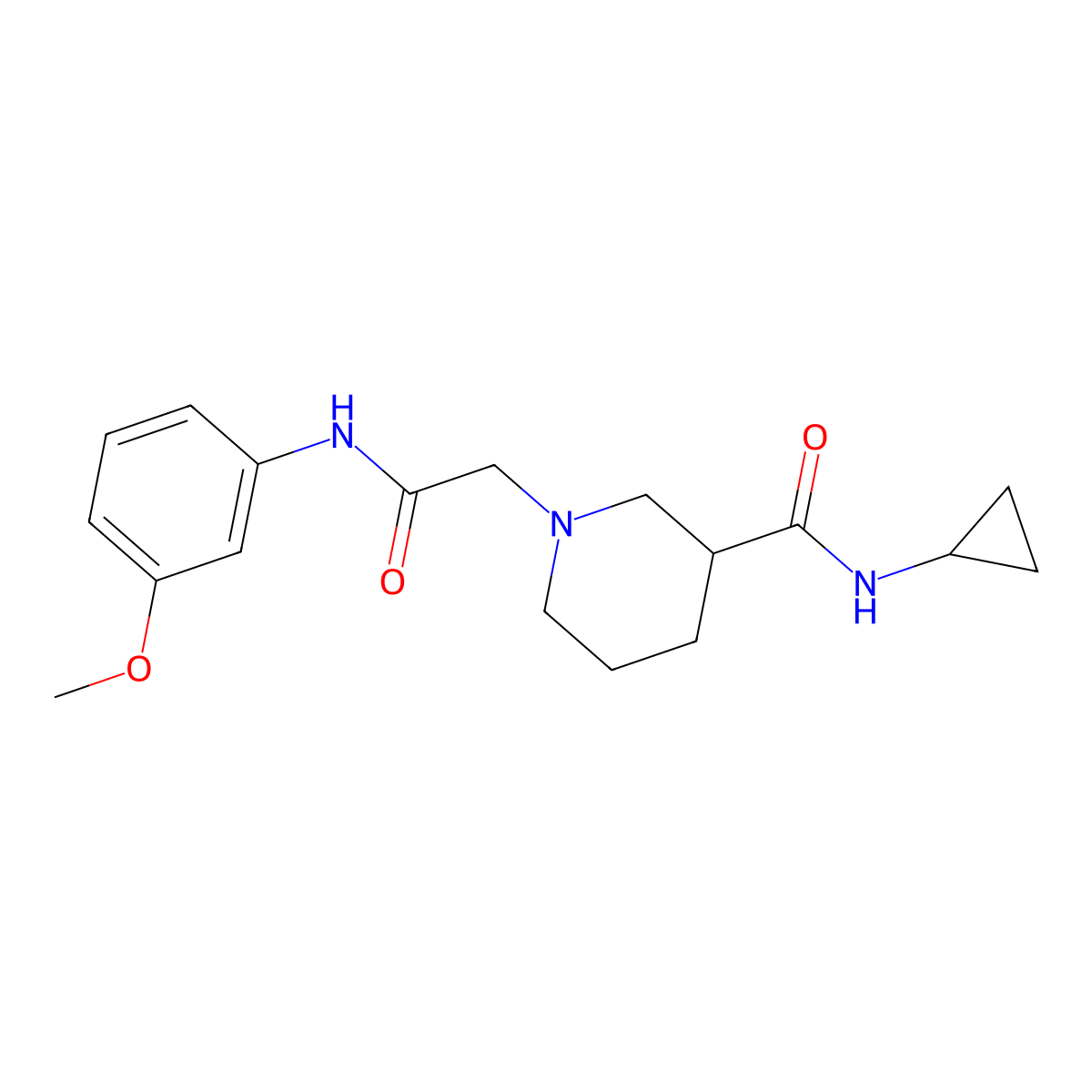 N-cyclopropyl-1-{[(3-methoxyphenyl)carbamoyl]methyl}piperidine-3-carboxamide molecular structure, CAS 2877767-05-8