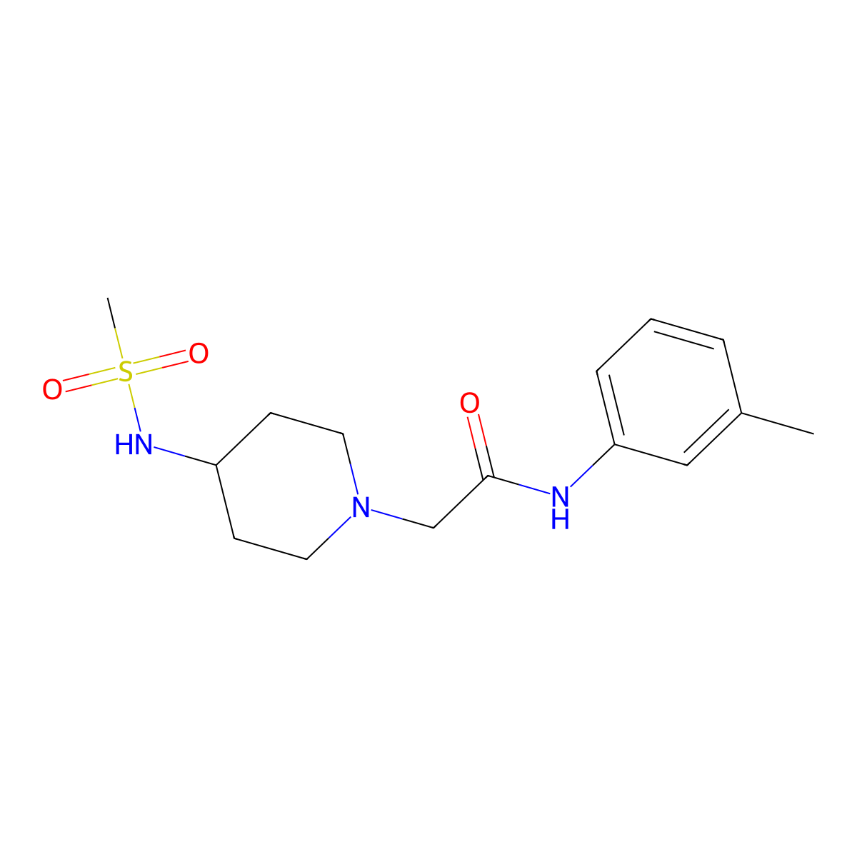2-(4-methanesulfonamidopiperidin-1-yl)-N-(3-methylphenyl)acetamide molecular structure, CAS 2877767-09-2