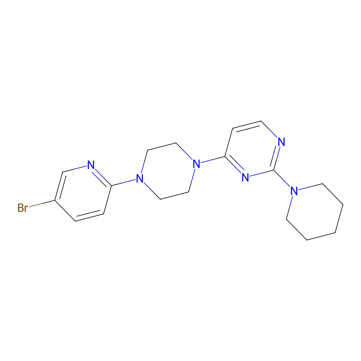 4-[4-(5-Bromopyridin-2-yl)piperazin-1-yl]-2-(piperidin-1-yl)pyrimidine molecular structure, CAS 2877767-15-0