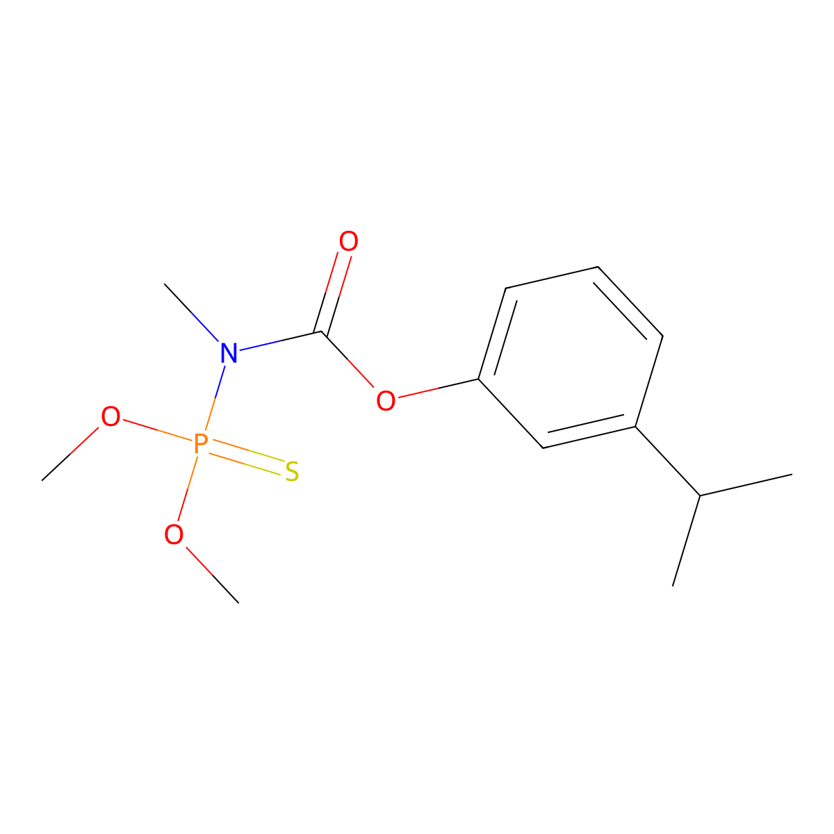 Carbamic acid, N-(O,O-dimethylphosphorothioyl)-N-methyl-, m-isopropylphenyl ester molecular structure, CAS 28782-60-7