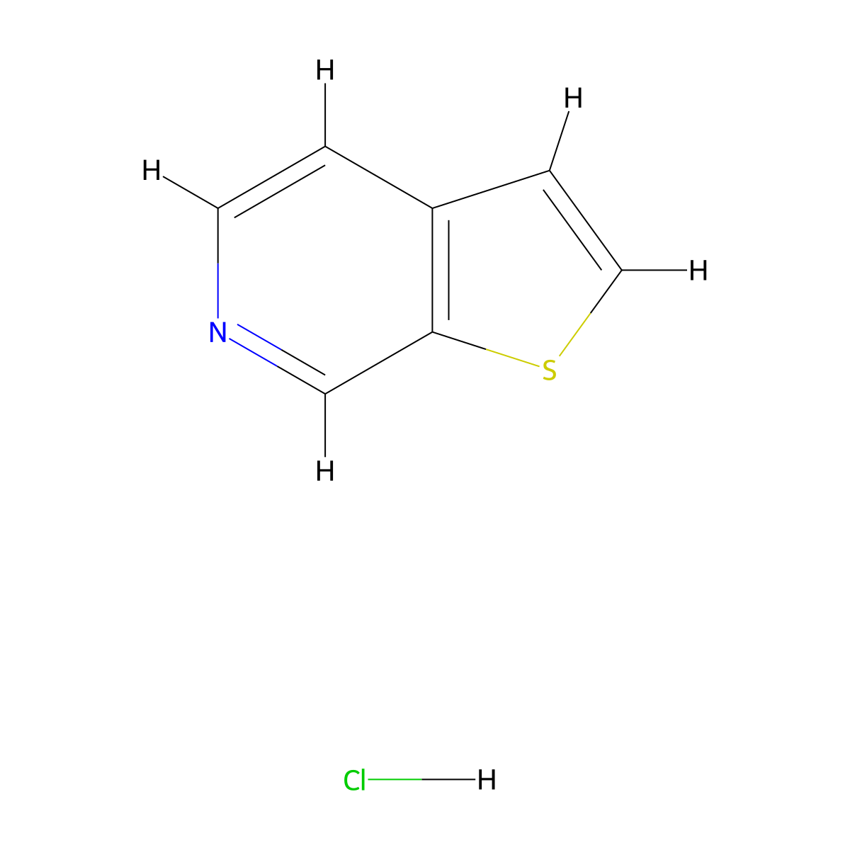 Thieno(2,3-c)pyridine, hydrochloride molecular structure, CAS 28783-40-6
