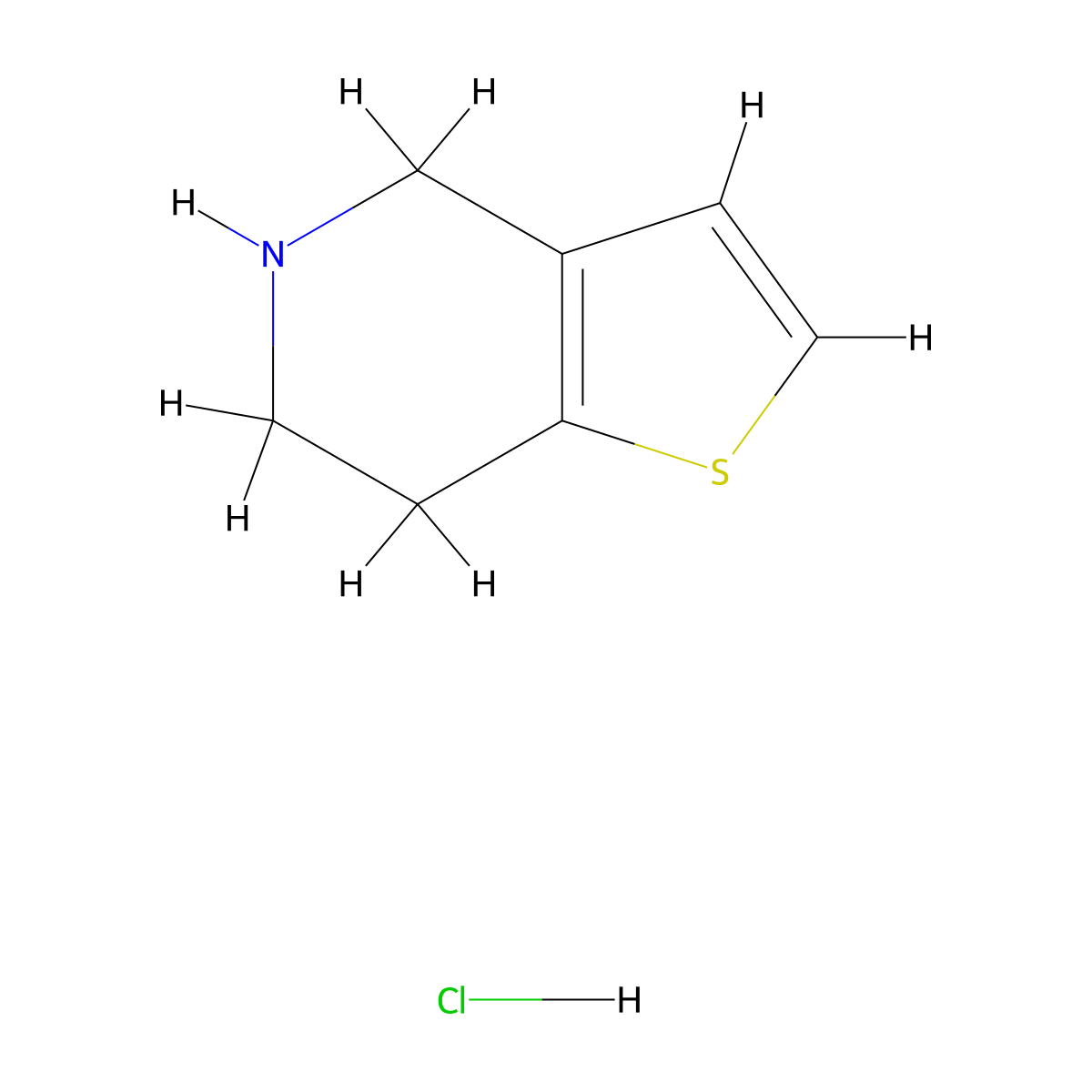 4,5,6,7-Tetrahydrothieno(3,2-c)pyridinium chloride molecular structure, CAS 28783-41-7