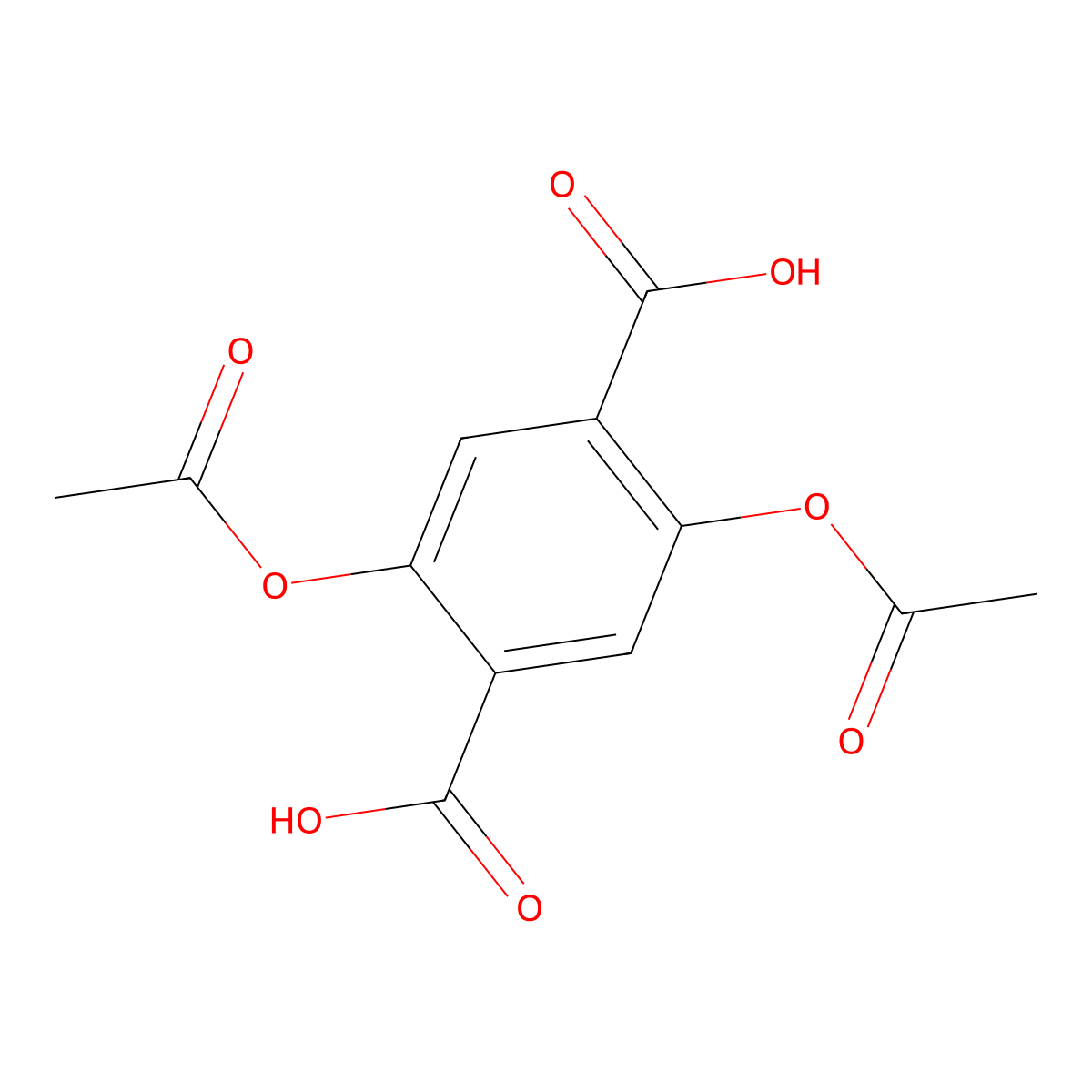 2,5-Bis(acetyloxy)-1,4-benzenedicarboxylic acid molecular structure, CAS 28784-75-0