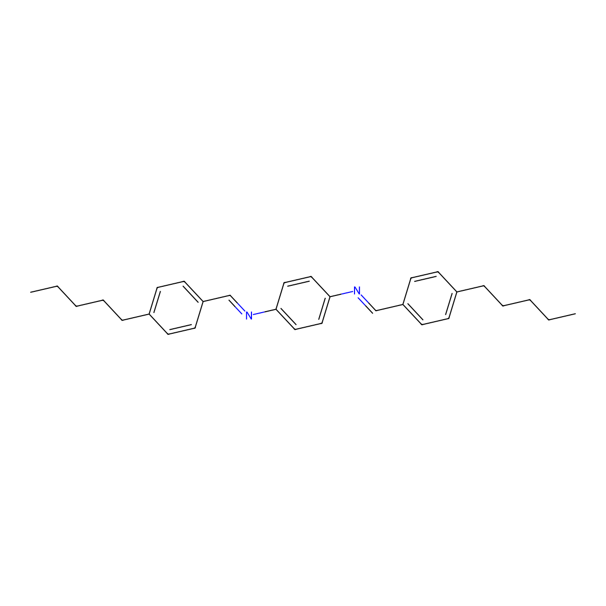 N-(4-pentylbenzylidene)-N-{4-[(4-pentylbenzylidene)amino]phenyl}amine molecular structure, CAS 28784-90-9