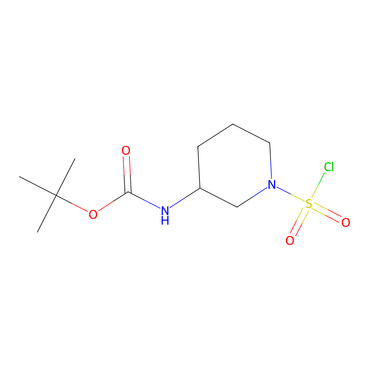 tert-Butyl (R)-(1-(chlorosulfonyl)piperidin-3-yl)carbamate molecular structure, CAS 2878500-44-6