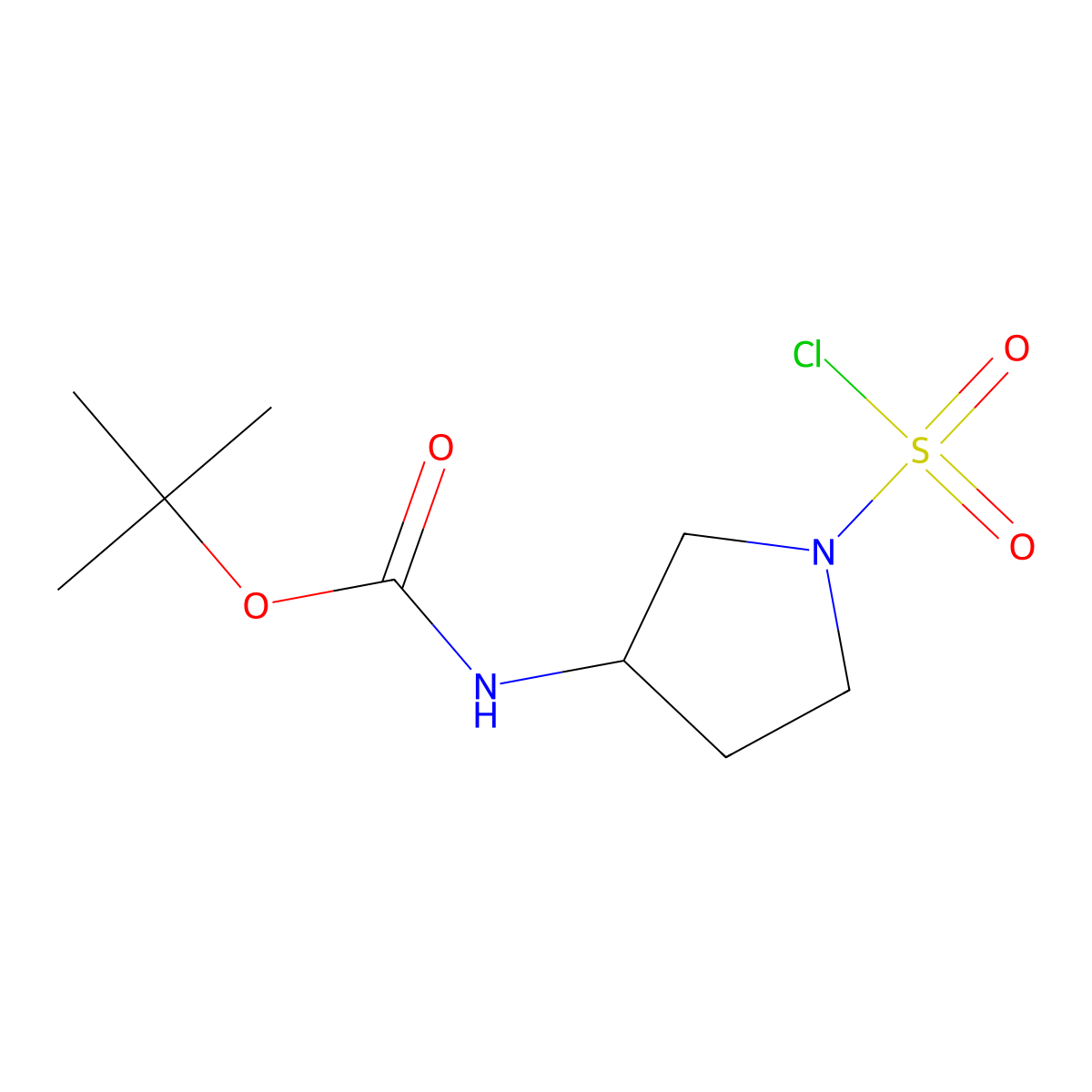 tert-Butyl (R)-(1-(chlorosulfonyl)pyrrolidin-3-yl)carbamate molecular structure, CAS 2878500-47-9