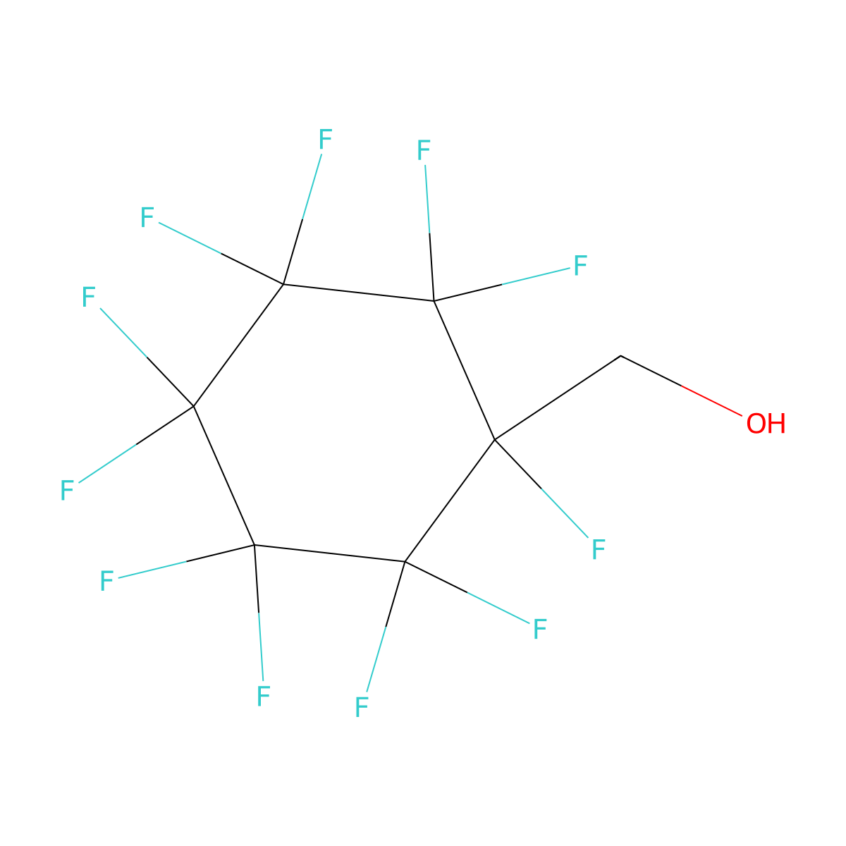 Perfluorocyclohexylmethanol molecular structure, CAS 28788-68-3