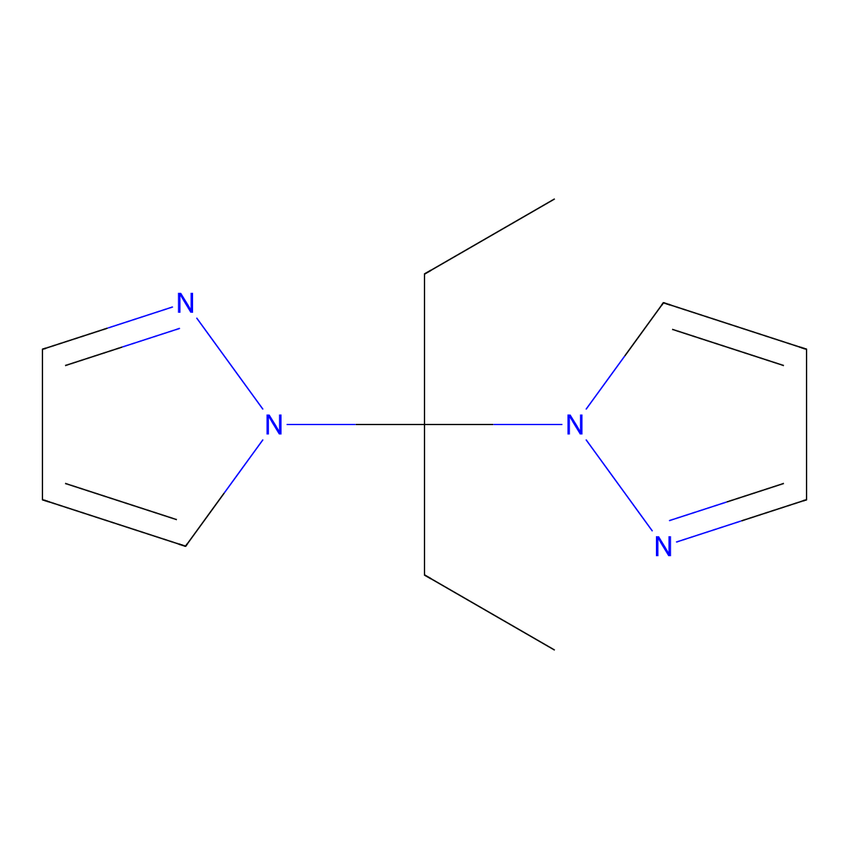 1-(3-Pyrazol-1-ylpentan-3-yl)pyrazole molecular structure, CAS 28791-86-8