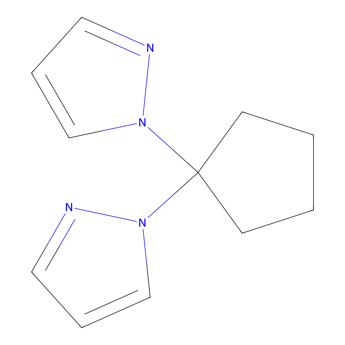 1,1'-Cyclopentylidenebis-1H-pyrazole molecular structure, CAS 28791-87-9