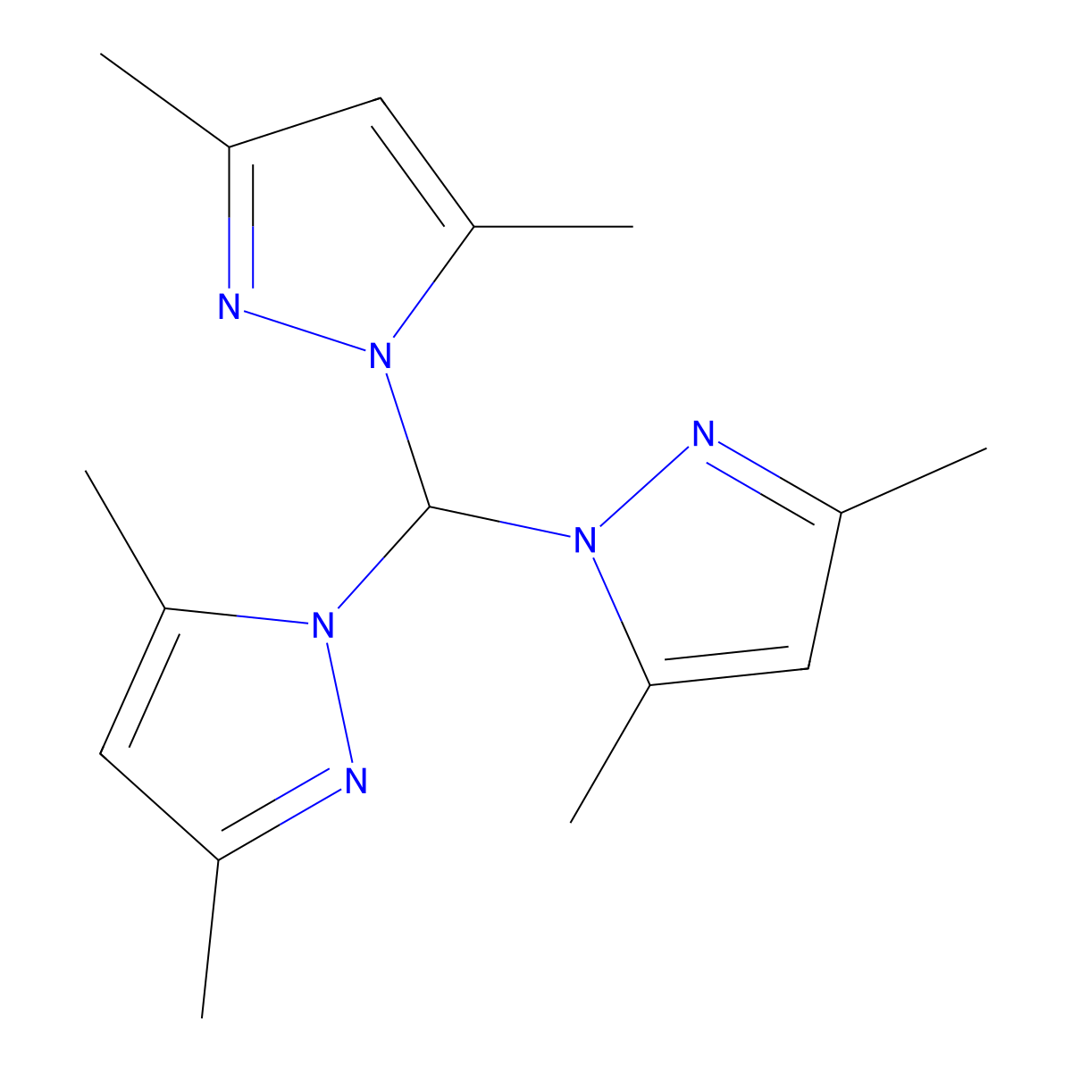 Tris(3,5-dimethyl-1-pyrazolyl)methane molecular structure, CAS 28791-97-1