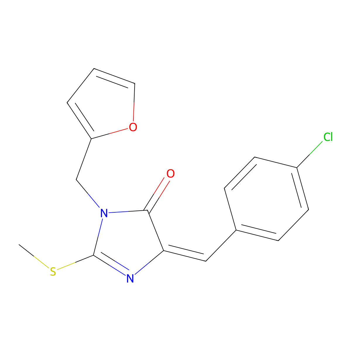 5-((4-Chlorophenyl)methylene)-3-(2-furanylmethyl)-3,5-dihydro-2-(methylthio)-4H-imidazol-4-one molecular structure, CAS 287917-55-9
