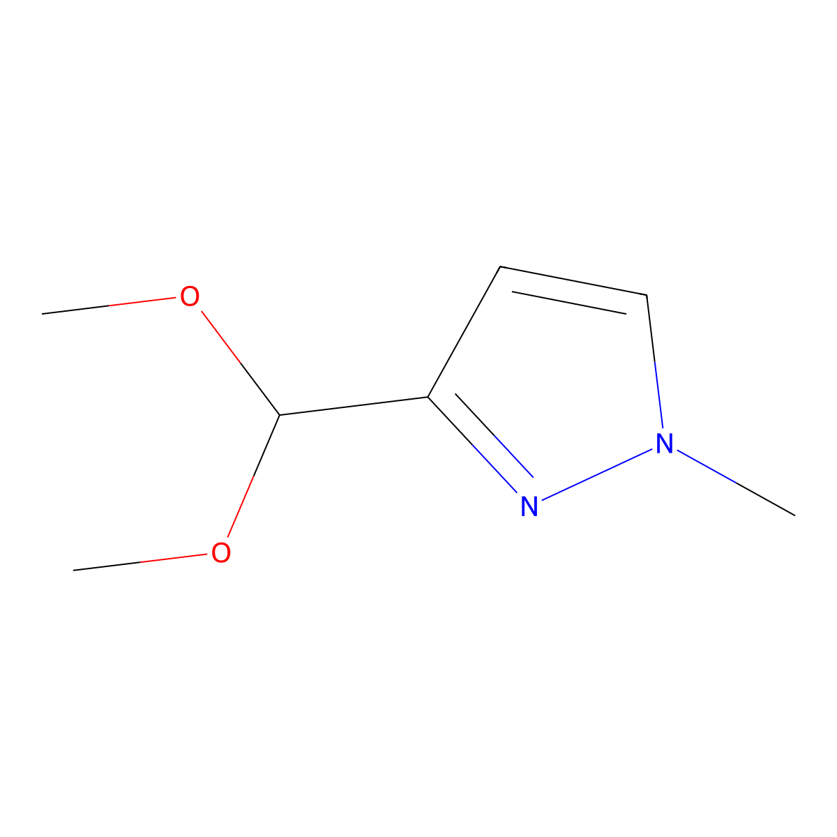 3-(Dimethoxymethyl)-1-methylpyrazole molecular structure, CAS 287917-82-2