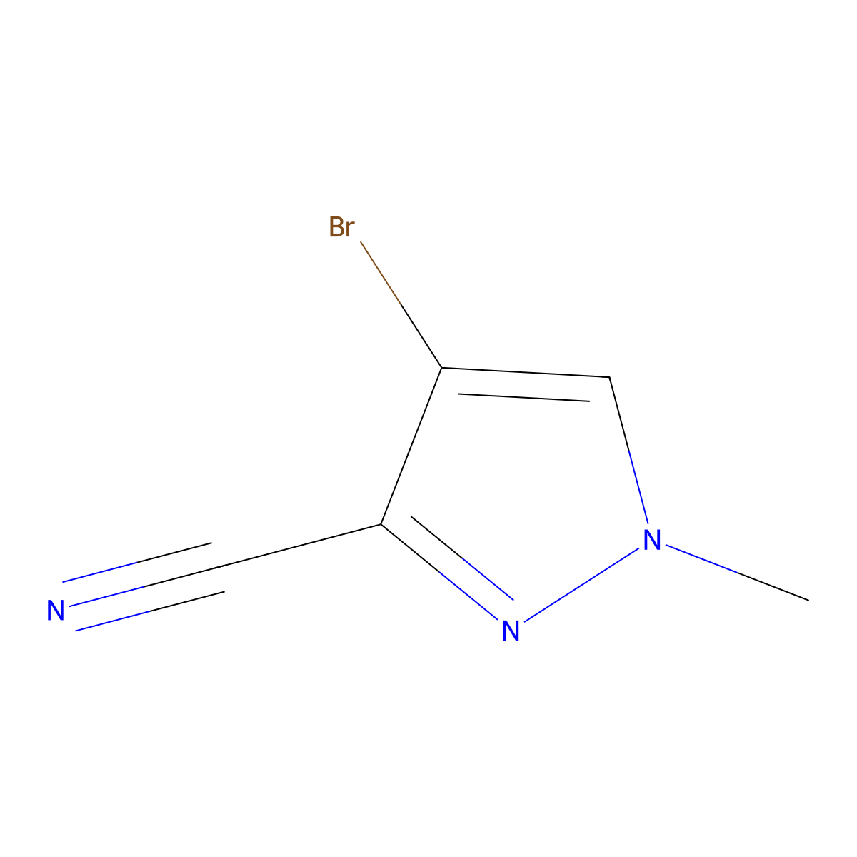 4-Bromo-1-methyl-1H-pyrazole-3-carbonitrile molecular structure, CAS 287922-71-8