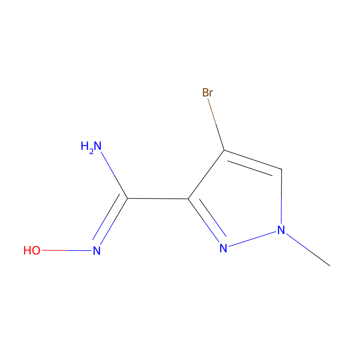 4-Bromo-N'-hydroxy-1-methyl-1H-pyrazole-3-carboximidamide molecular structure, CAS 287922-73-0