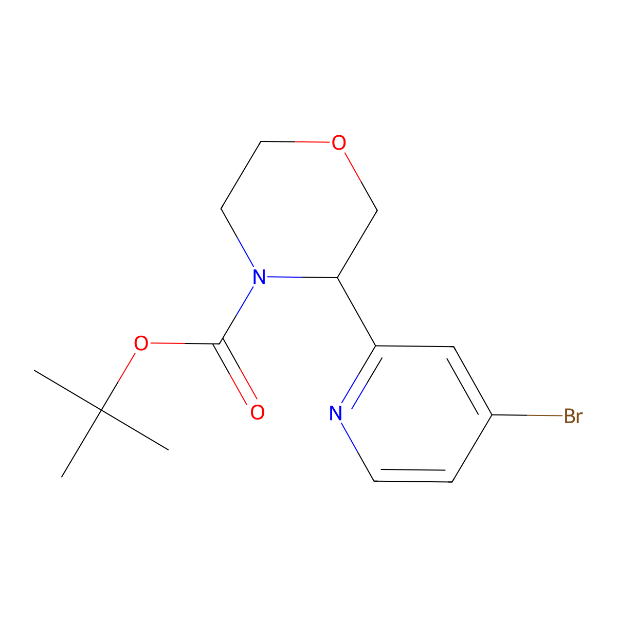 Tert-butyl 3-(4-bromopyridin-2-yl)morpholine-4-carboxylate molecular structure, CAS 2879235-86-4
