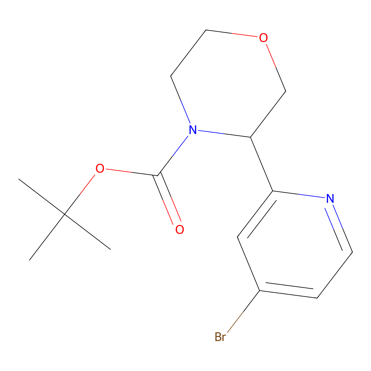 Tert-butyl 3-(4-bromopyridin-2-yl)morpholine-4-carboxylate molecular structure, CAS 2879235-86-4