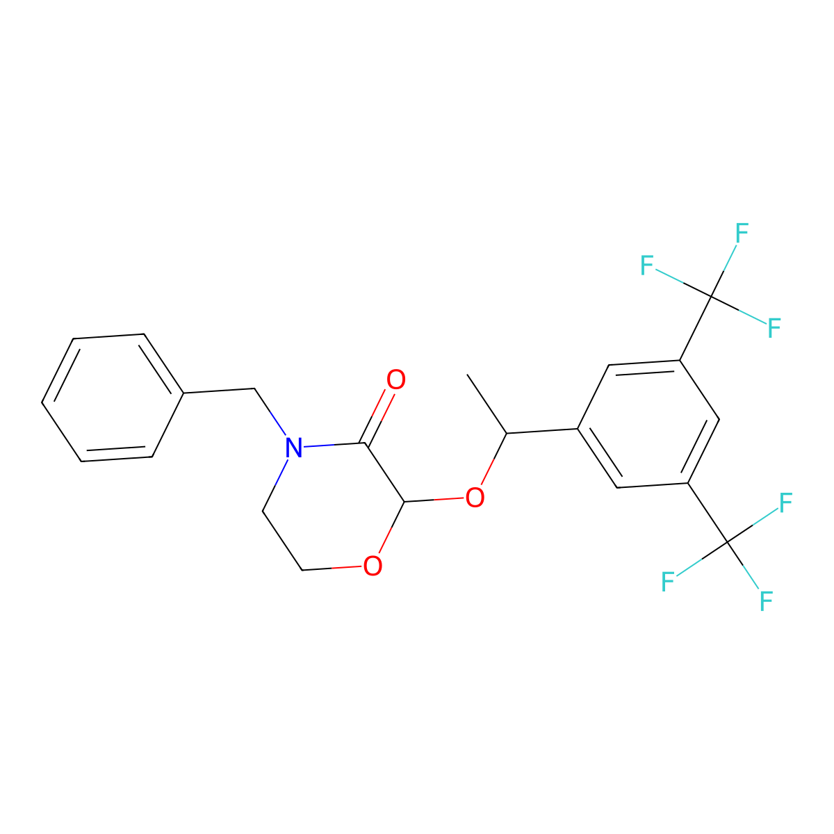 (2R)-4-benzyl-2-[(1R)-1-[3,5-bis(trifluoromethyl)phenyl]ethoxy]morpholin-3-one molecular structure, CAS 287930-75-0