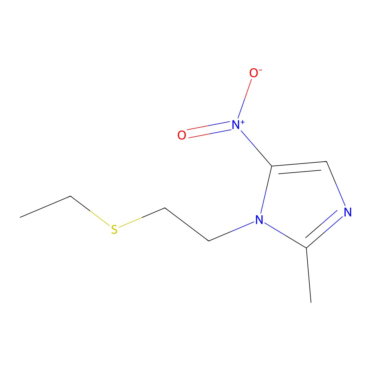 1-[2-(Ethylthio)ethyl]-2-methyl-5-nitro-1H-imidazole molecular structure, CAS 28795-33-7