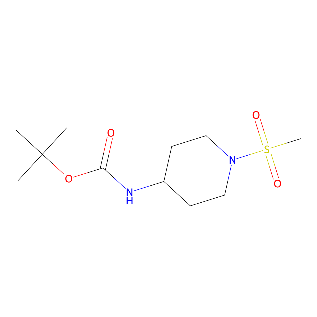 tert-Butyl (1-(methylsulfonyl)piperidin-4-yl)carbamate molecular structure, CAS 287953-38-2
