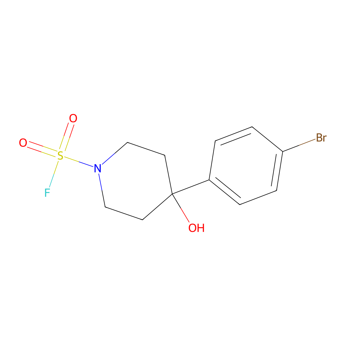 4-(4-Bromophenyl)-4-hydroxypiperidine-1-sulfonyl fluoride molecular structure, CAS 287954-99-8