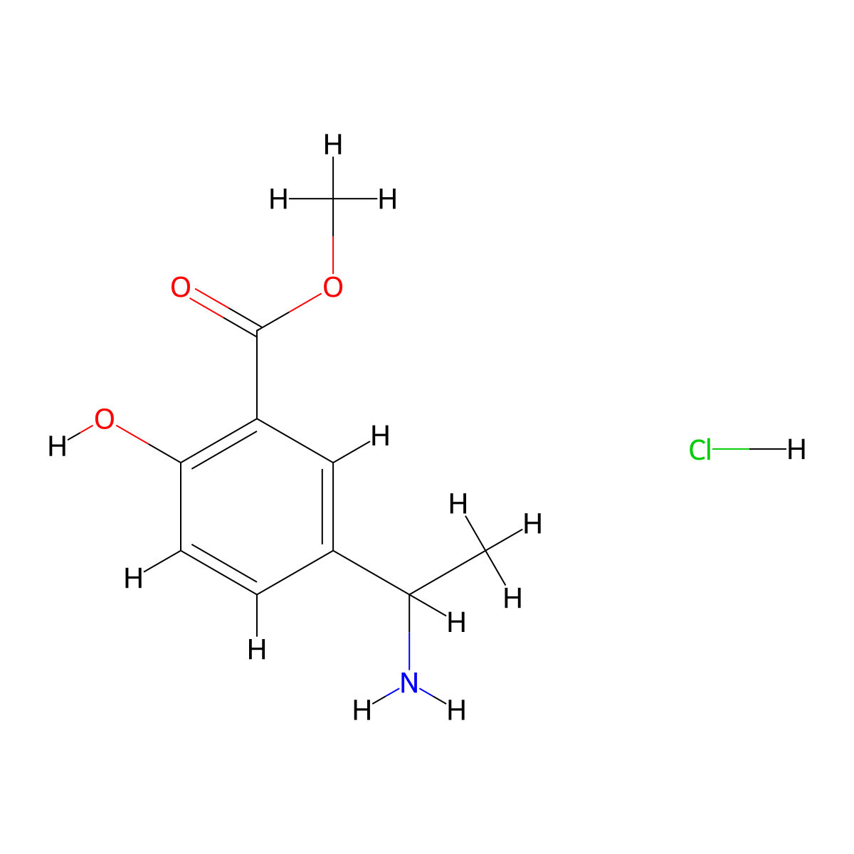 Methyl5-(1-aminoethyl)-2-hydroxybenzoatehydrochloride molecular structure, CAS 287963-32-0