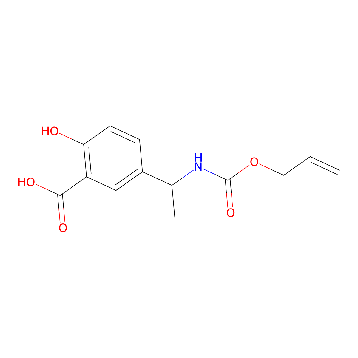 2-Hydroxy-5-(1-{[(prop-2-en-1-yloxy)carbonyl]amino}ethyl)benzoic acid molecular structure, CAS 287963-33-1