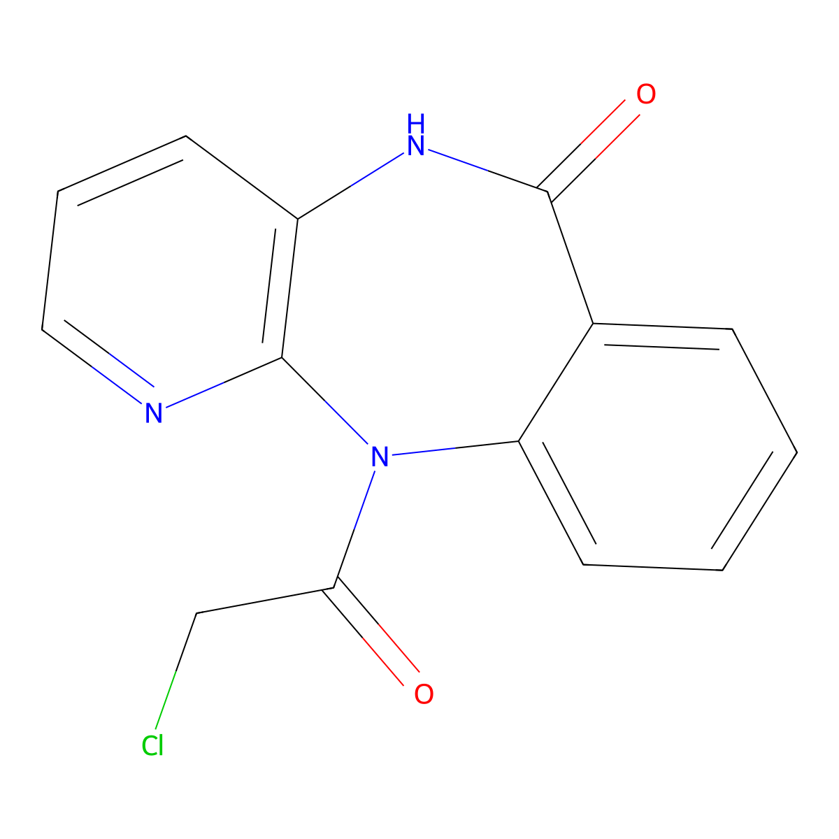 11-(Chloroacetyl)-5,11-dihydro-6H-pyrido(2,3-b)(1,4)benzodiazepin-6-one molecular structure, CAS 28797-48-0