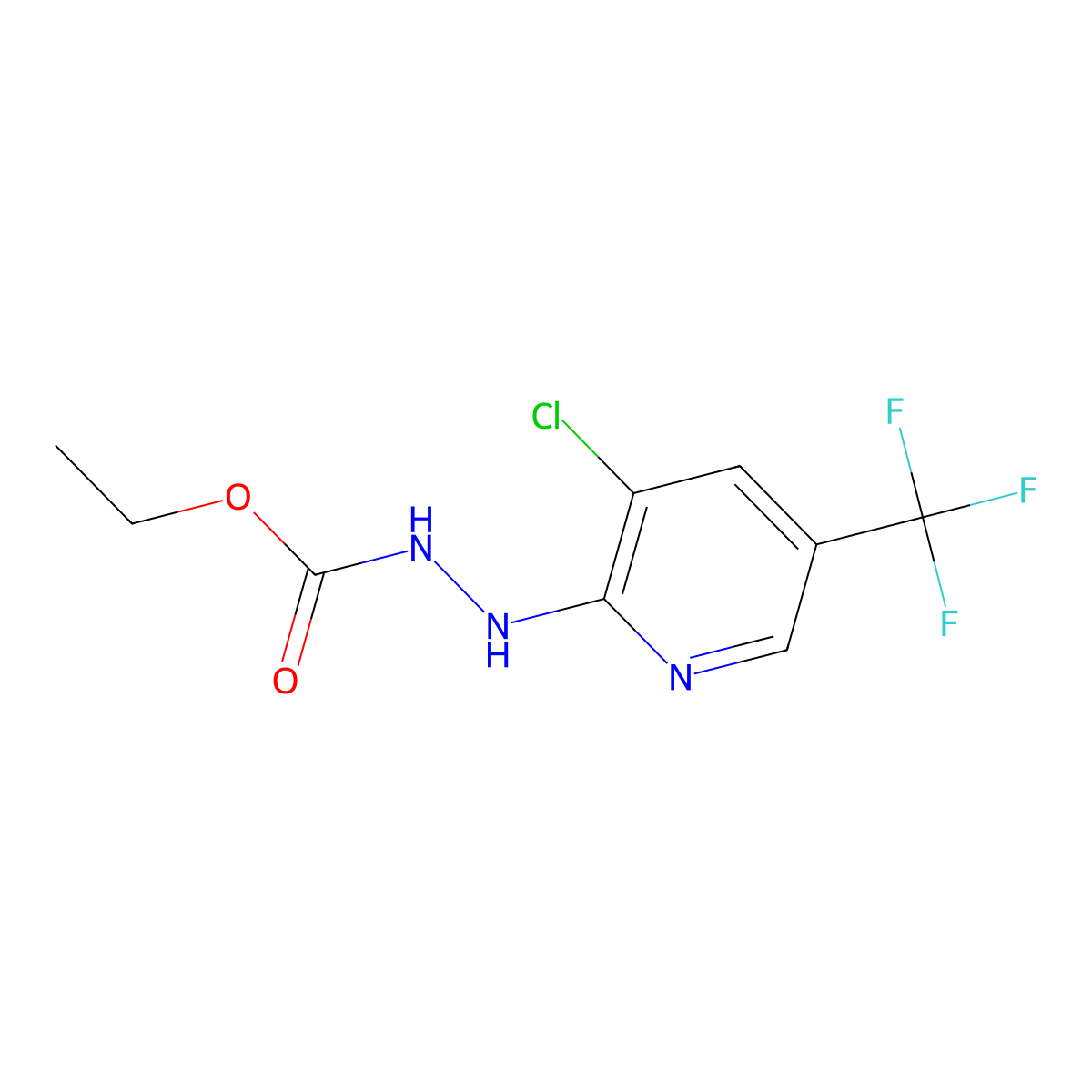 Ethyl 2-[3-chloro-5-(trifluoromethyl)-2-pyridinyl]-1-hydrazinecarboxylate molecular structure, CAS 287979-04-8