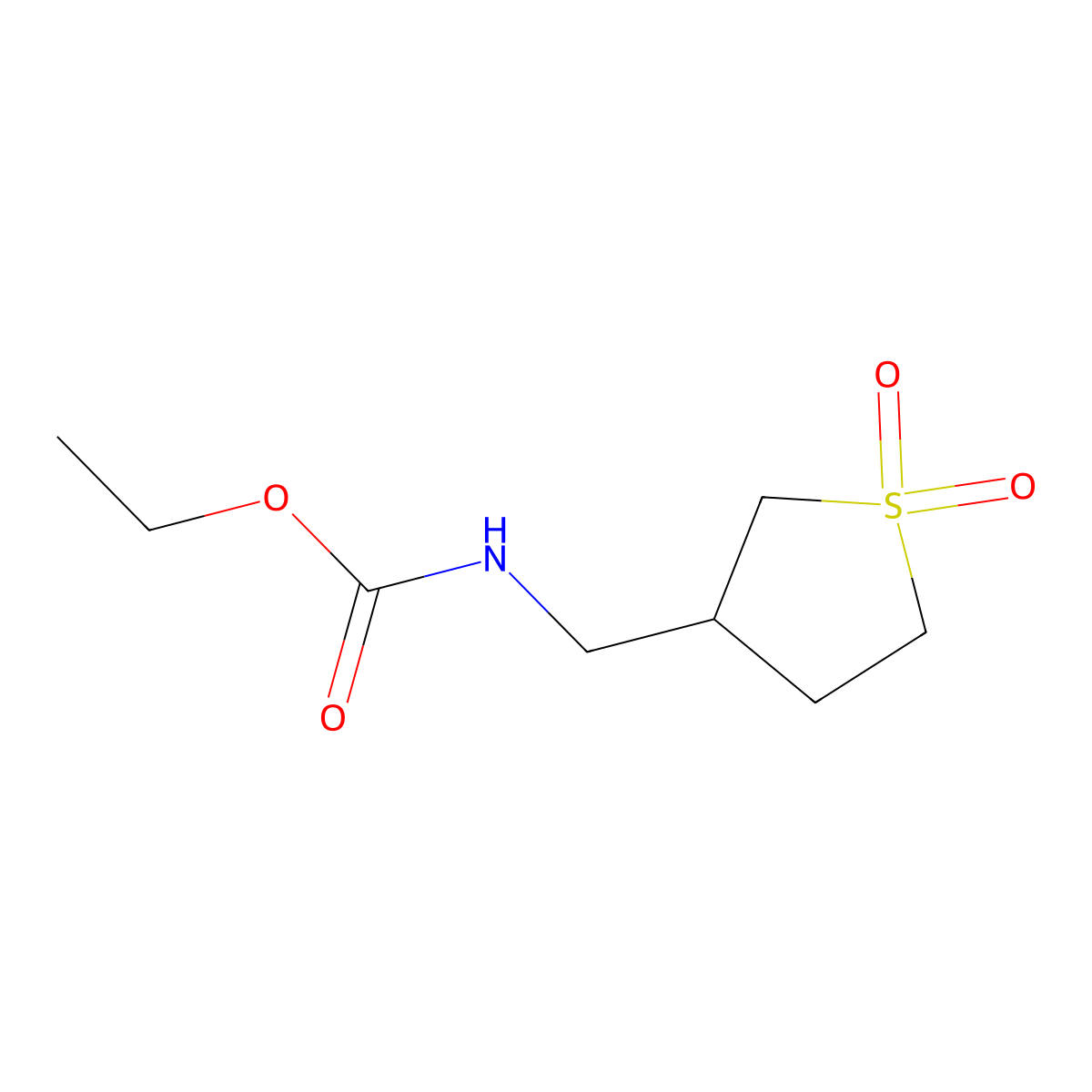 Carbamic acid, (tetrahydro-3-thenyl)-, ethyl ester, S,S-dioxide molecular structure, CAS 28800-42-2