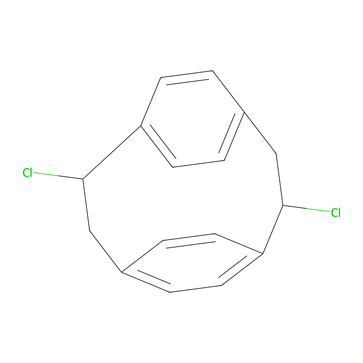 Tricyclo(8.2.2.24,7)hexadeca-4,6,10,12,13,15-hexaene, dichloro- molecular structure, CAS 28804-46-8