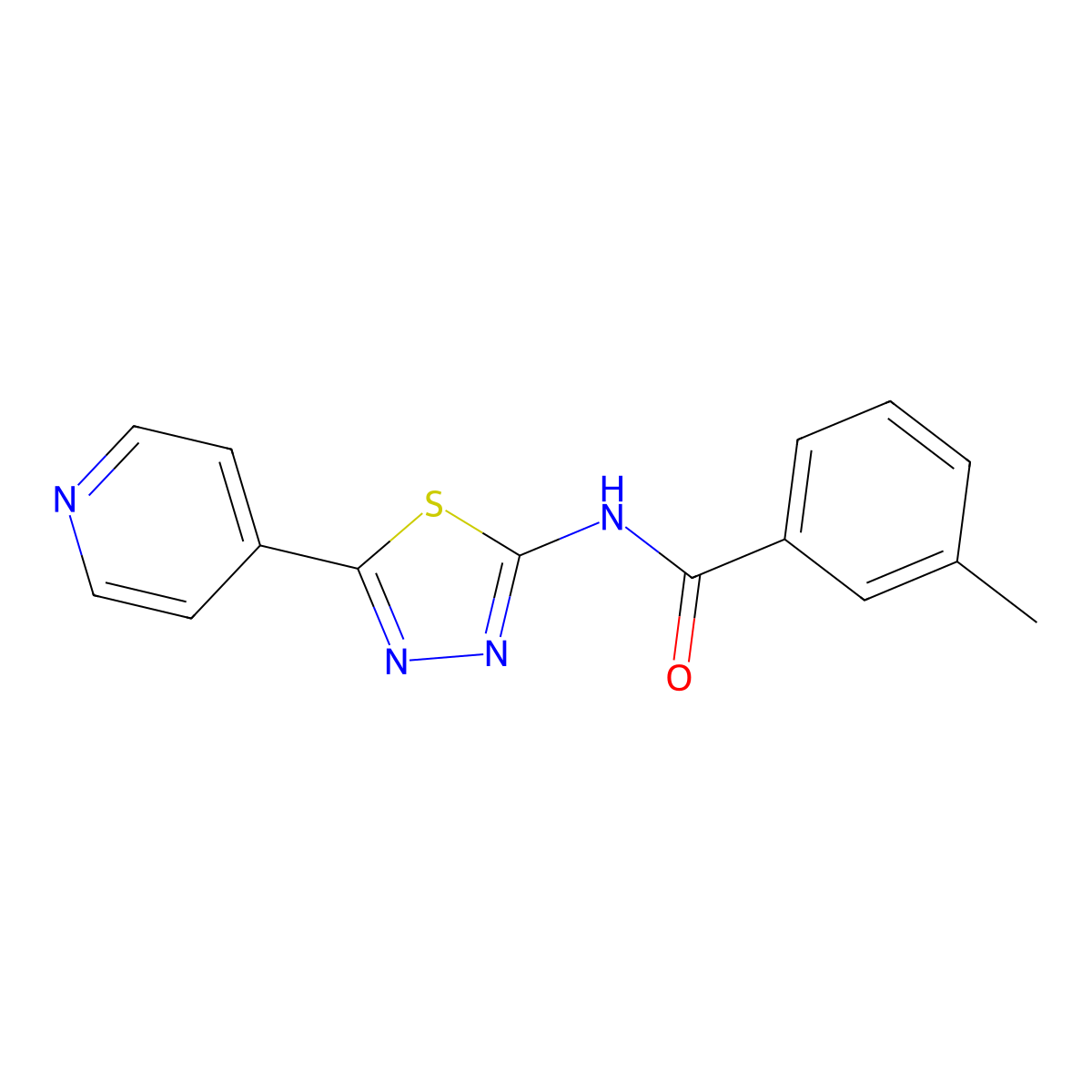 3-Methyl-N-(5-(pyridin-4-yl)-1,3,4-thiadiazol-2-yl)benzamide molecular structure, CAS 288068-45-1