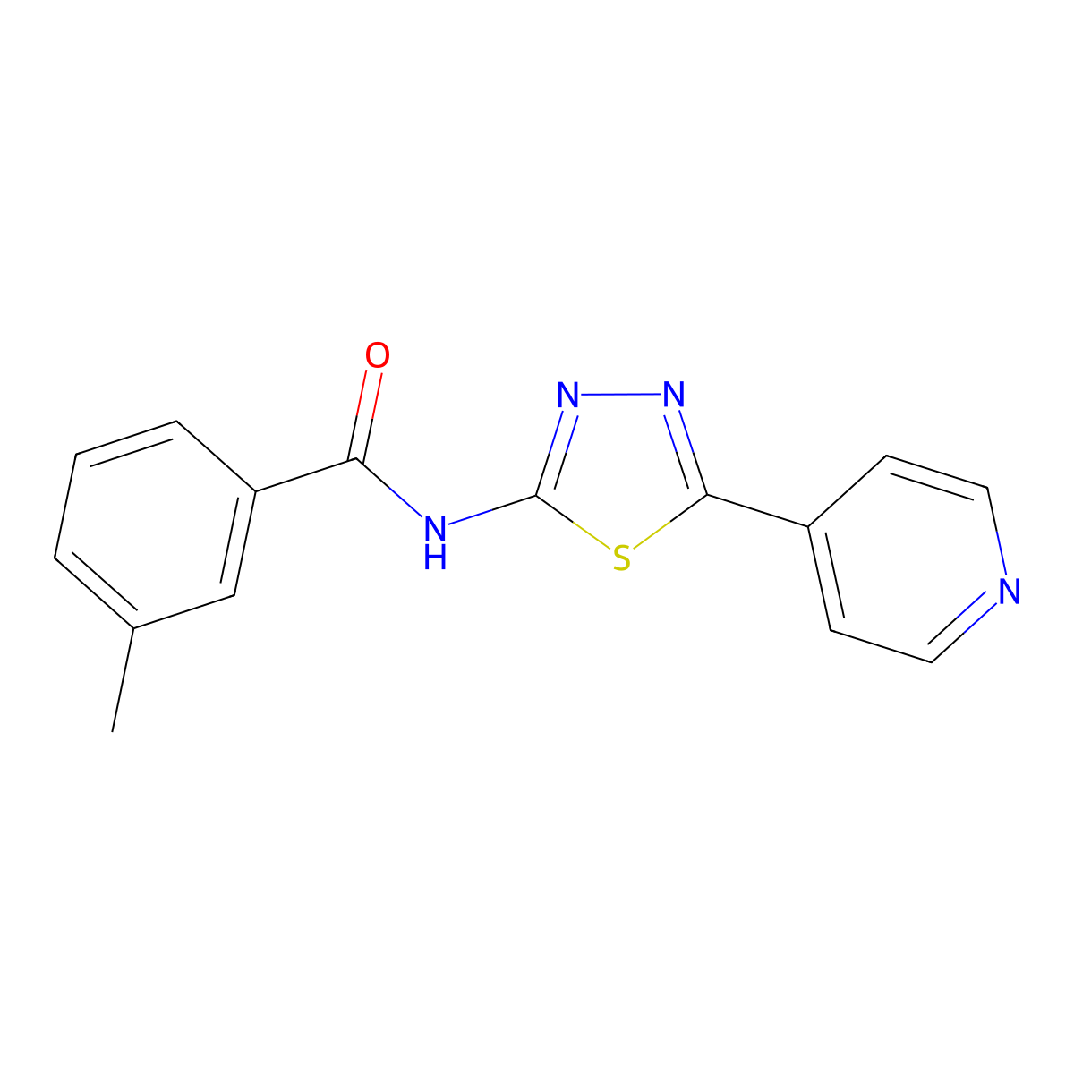 3-Methyl-N-(5-(pyridin-4-yl)-1,3,4-thiadiazol-2-yl)benzamide molecular structure, CAS 288068-45-1